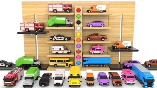 'Learn Colors with Multi-Level Parking Toy Street Vehicles - Educational Videos - Cars for KIDS'