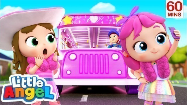 'Wheels on the Pink Party Bus + 35 Minutes of Little Angel Kids Songs & Nursery Rhymes'