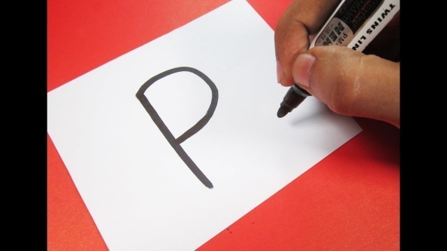 'How to turn Letter \"P\" into a Cartoon PENGUIN ! Learn drawing art on paper for kids'