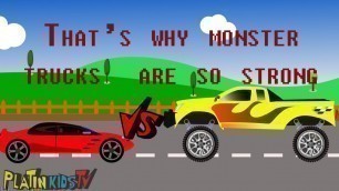 'Super Monster truck vs red sport car kids video'