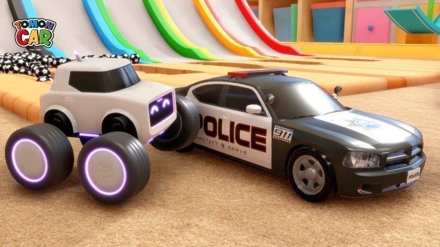 'Learn the car name! | The police car comes out of the magic slide! nursery rhyme Tomoncar World'