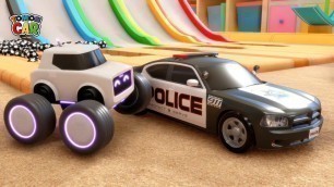 'Learn the car name! | The police car comes out of the magic slide! nursery rhyme Tomoncar World'