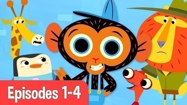 'Mr Monkey, Monkey Mechanic | Giraffe, Chameleon, Penguin, and Lion! | Cartoons For Kids'