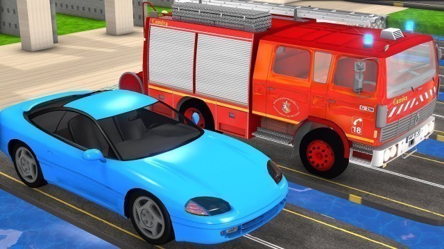 'Fire Truck, Car, School Bus, Tractor, JCB 3D Vehicles Game'