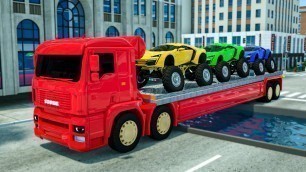 'Giant Truck Crosses Giant Pit with Colored Sports Cars | Wheel City Heroes(WCH) Police Truck Cartoon'