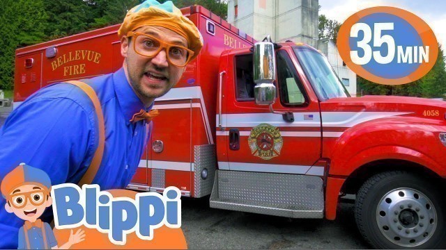 'Blippi Visits a Fire Truck Station! | 1 HOUR OF BLIPPI TOYS | Vehicle Videos for Kids'