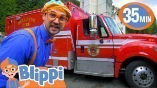 'Blippi Visits a Fire Truck Station! | 1 HOUR OF BLIPPI TOYS | Vehicle Videos for Kids'