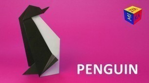 'How to make origami penguin – easy video tutorial. Winter paper craft ideas for kids'