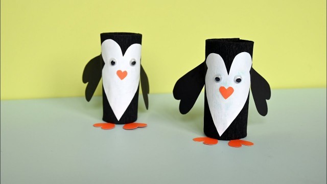 'Easy Paper Penguin for Kids - DIY Simple Penguin / How to make a Penguin out of Toilet Paper Roll'