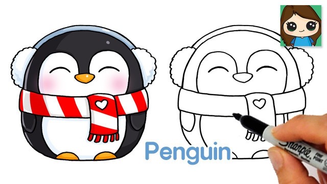 'How to Draw a Winter Penguin ❄️Cute Christmas Art'