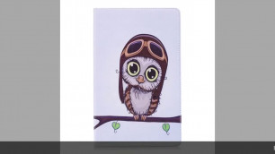 ✓For Amazon Kindle Fire HD10 2017 cartoon owl feather Ultra Thin PU Lea