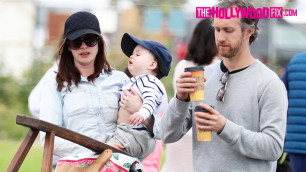 Anne Hathaway Shops With Her Husban & Newborn  At The Rose Bowl Flea Market 5.14.17