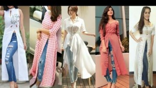 'Latest Kurti Design Ideas For Jeans |  Stylish Collage Outfit For Girls | Kurti With Jeans 2018'