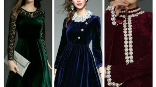 'New Velvet frock design \\ Latest & Stylish velvet dresses design || urwa fashion designer'