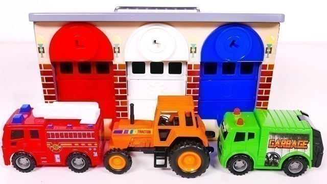'Learn Colors with Toy Vehicles and Garage Playset for Kids! Compilation Video for Children'