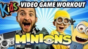 'Kids Workout! MINIONS! Real-Life VIDEO GAME! Kids Workout Videos, DANCE, FITNESS, & TOY SURPRISE!'