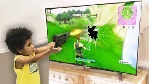 'Kid shoots tv after mom turns off wifi.. (Fortnite)'