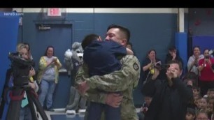 'Military dad surprises kids at school'