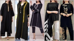 'Black kurta design ||neck design || casual dresss in black, new fashion design'