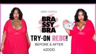 'BrassyBra REDO Try-On!| Boob Tape for 42DDD| I GOT IT TO WORK BETTER THIS TIME!'