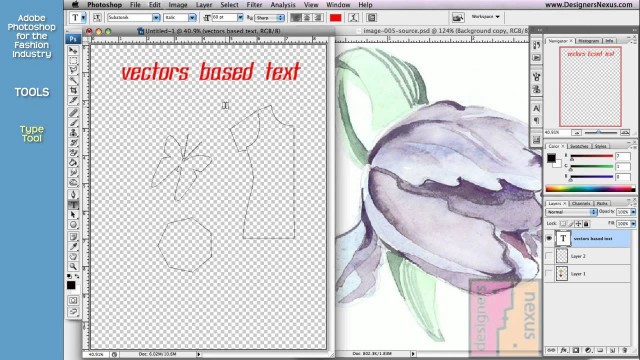 'Photoshop Tutorial for Fashion Design (09/24) Vector Tools Intro, Type Tool, Text Editing'