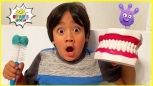 'Ryan learns why do we brush our teeth! | Educational Video for Kids'