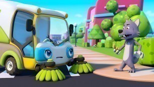 'Street Sweeper Gets to Work | Monster Cars | Fire Truck | Nursery Rhymes | Kids Songs | BabyBus'