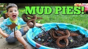 'Kid Playing Outside Making GIANT Mud Pies with REAL WORMS!'