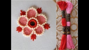 'hand embroidery button hole stitch work flower embroidery design by new fashion design'