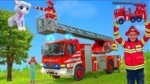 'Kids Pretend Play with Fire Truck | Learn to Help each other Stories with Toys'