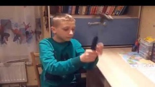 'Russian kid smashes dad\'s phone then gets questioned funny'
