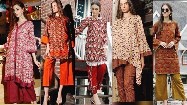 '2020 Top Fashion Designer\'s New Kurtis Designs With All Over Print With Neck, Sleeves, Daman Style'