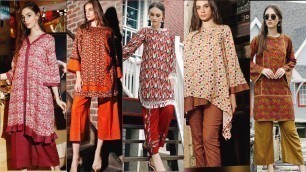'2020 Top Fashion Designer\'s New Kurtis Designs With All Over Print With Neck, Sleeves, Daman Style'