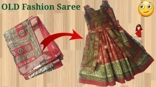'Old Fashion saree convert in to New design Baby frock // by simple cutting'