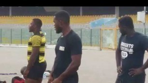'The Ghana Rugby Eagles are put through stringent conditioning drills by Stuart Aimer, S&C Coach'