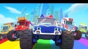 'Five Little Monster Trucks Song | Learning Vehicles | Kids Song | Cartoon for Kids | BabyBus'