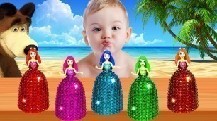 Learn colors with Super Sparkle Dresses for Disney Princesses - Finger family kids song
