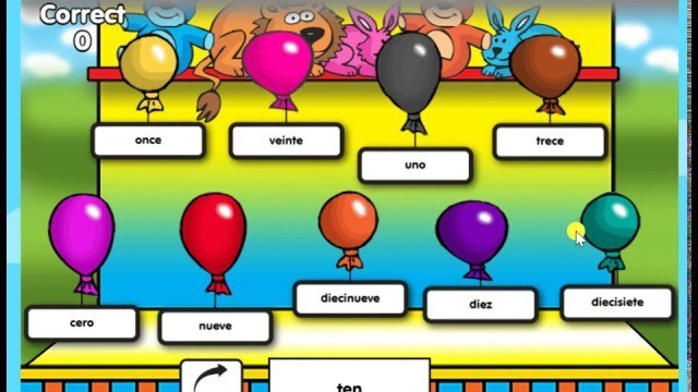 'Spanish Vocabulary Word Toss Game Learning Spanish Educational Video for Kids ABCya'