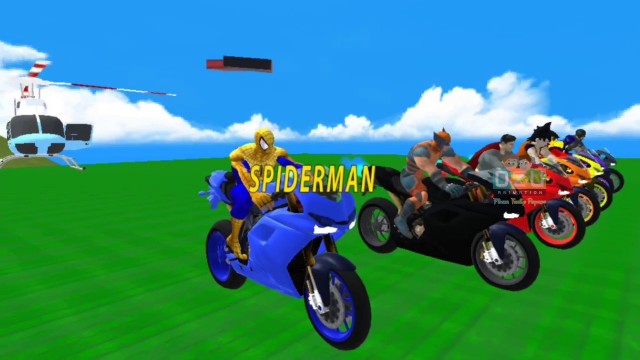 'Learn Color Motorcycles with Superheroes for kids and babies 3D animation - Ozu Animation'