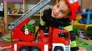 'Fire Trucks for Children: Bruder Toys Fire Engine Toy UNBOXING: Kid Playing with Toys'
