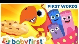 'Toddler Learning Video w Color Crew & Larry | Learn ABC Alphabet & Food Names for Kids | BabyFirstTV'