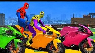 'Learn colors with SPIDERMAN, MOTORBIKE, motorcycles COLORS - Nursery Rhymes - Videos for Kids'
