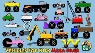 'Vehicles For Kids Mega Pack - Cars Trucks Motorcycles Fire Truck for Children'