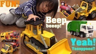 'Children\'s TOY TRUCKS! Playing a Garbage Truck, Tow Trucks, Bulldozer, Backhoe and More!'