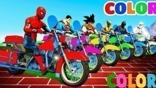 'Learn Colors - Cartoon with Colorful Police Motorcycles Superheroes for Kids & Funny Nursery Rhymes'