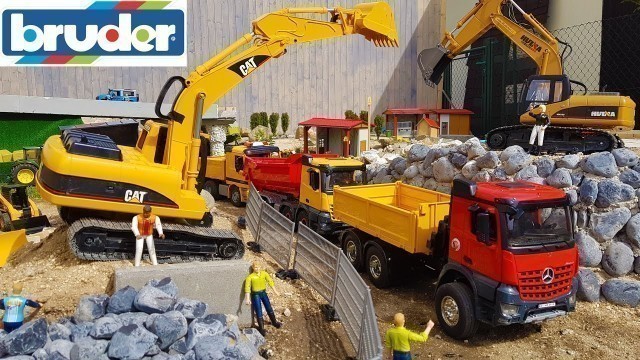 'BRUDER TOYS TRUCKS construction site / sand transport video for kids!'