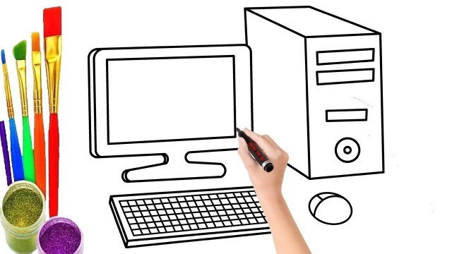 'How To Draw Desktop Computer Step by Step - Cute Paper'