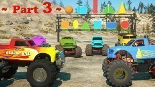 'Learn Shapes And Race Monster Trucks - TOYS (Part 3) | Videos For Children'