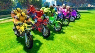 'LEARN COLOR with Superheroes Motorcycles golf park and Police cars for kids funny'