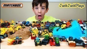 'Playing with Huge Matchbox Toy Truck Collection + Digging in Kinetic Sand'